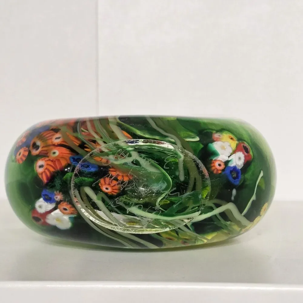 Art Glass Vase Signed Shawn Messenger Millefiori Murrini Flower Vase